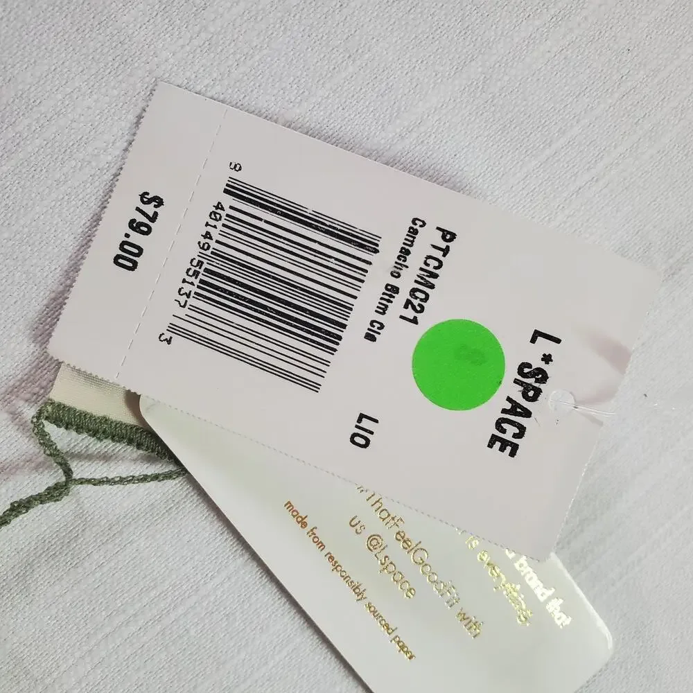 L*Space Sage Green Ribbed Bikini Bottom Swimwear Large L NWT Retail $79